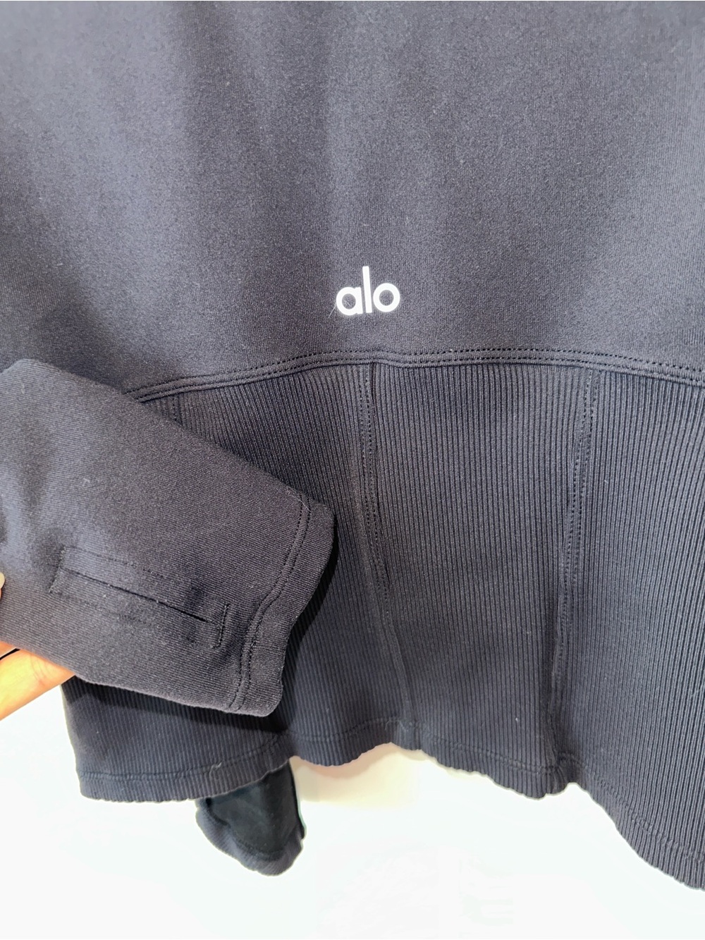 ALO Yoga Black Jacket with Gold Speckle Trim - Picture 10 of 12